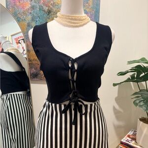 ASOS Black Summer Goth V-Neck Lace-up Tank Top size 12